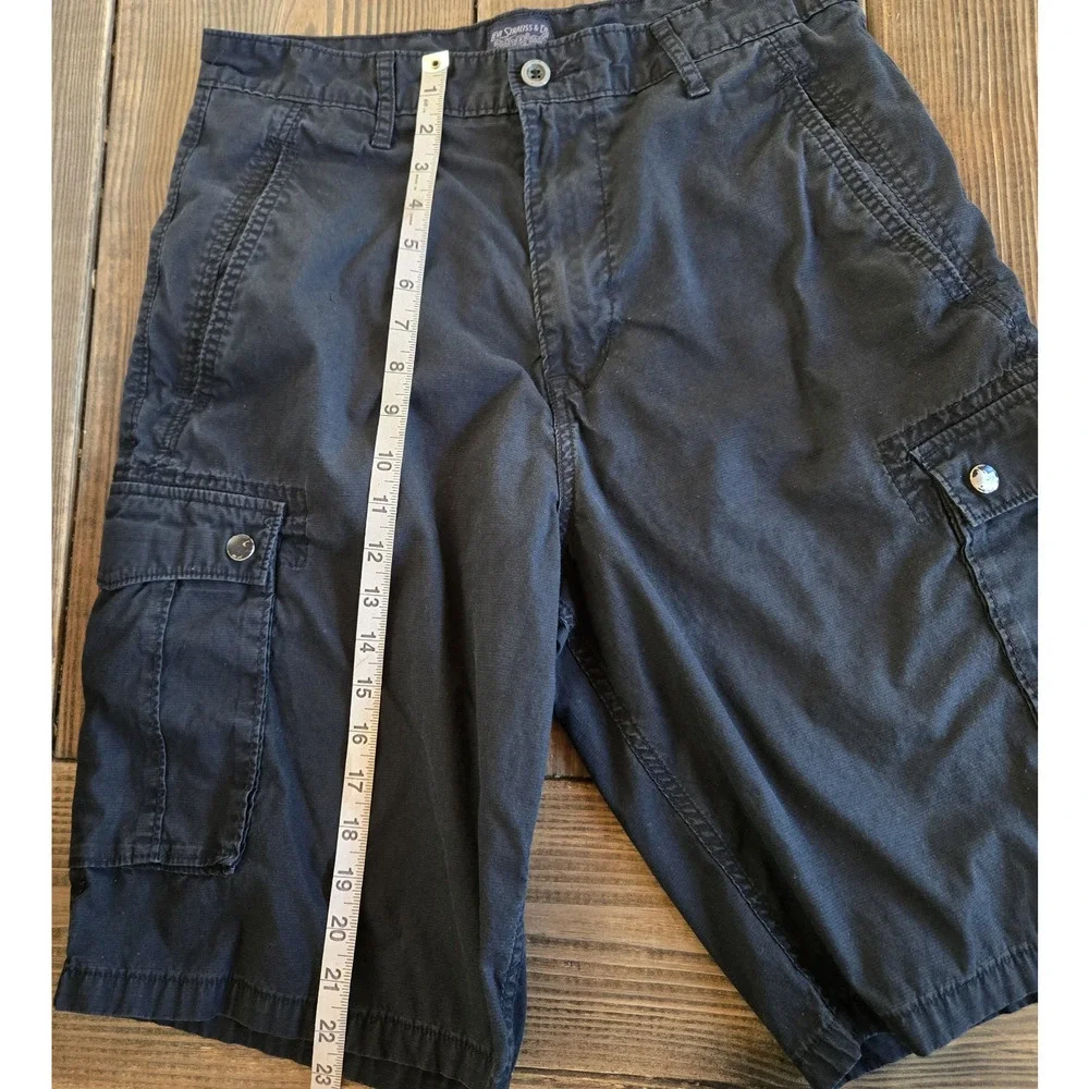 Levi Strauss &‎ Co Shorts Mens 30 Black Cargo Multi Pocket Workwear Cotton Faded